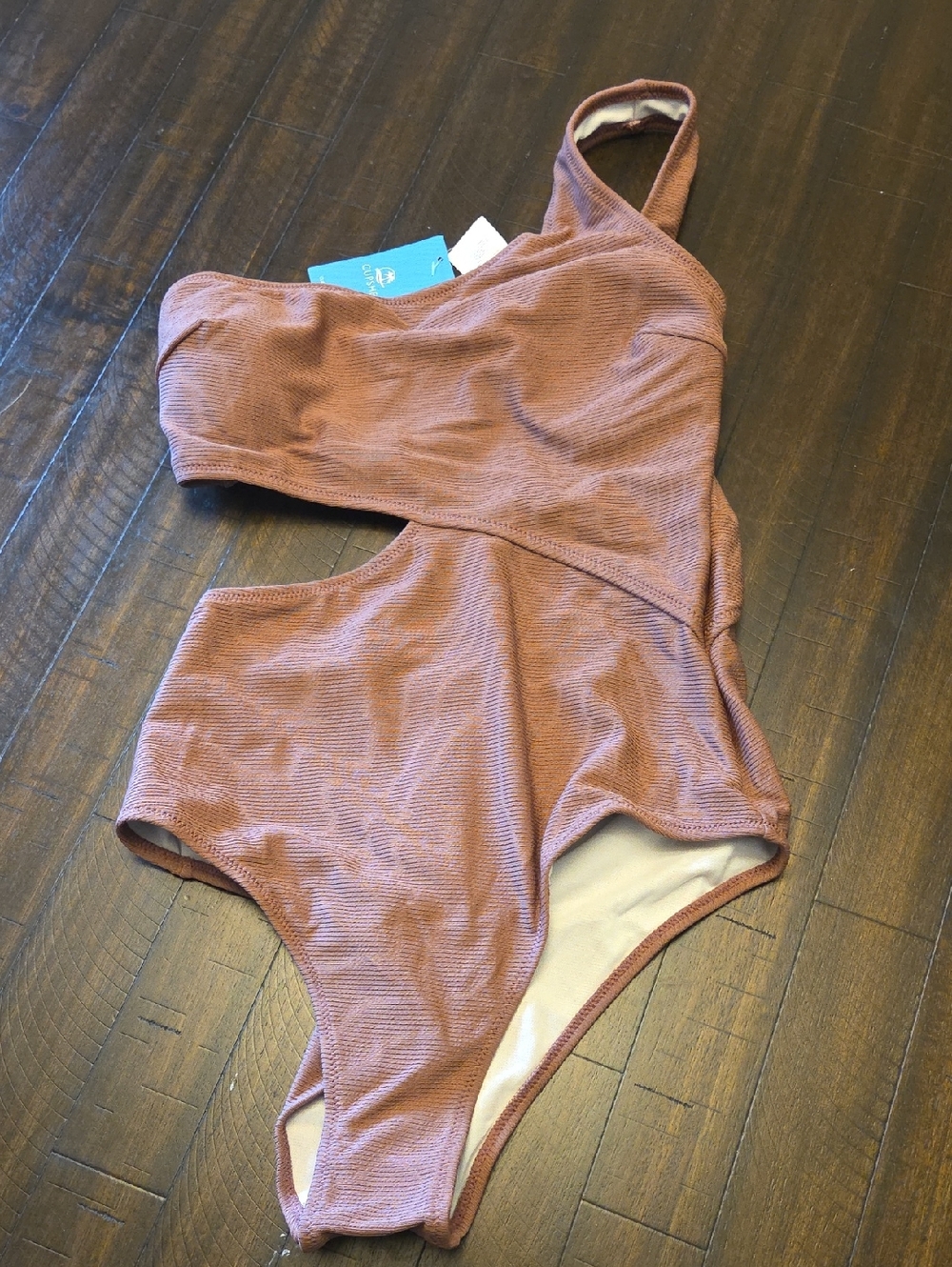 Cupshe Mauve One-Shoulder Cutout One-Piece Swimsuit